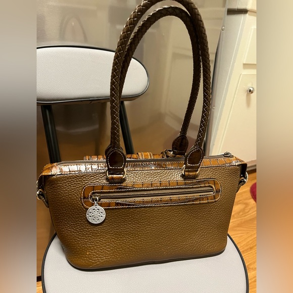 Brighton Brown Crock Embossed Pebbled Leather Handbag EUC - Picture 3 of 17